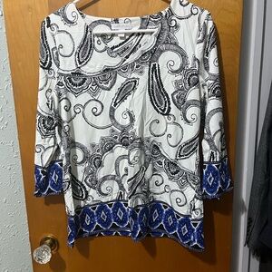Charter Club Black and Blue Paisley Blouse